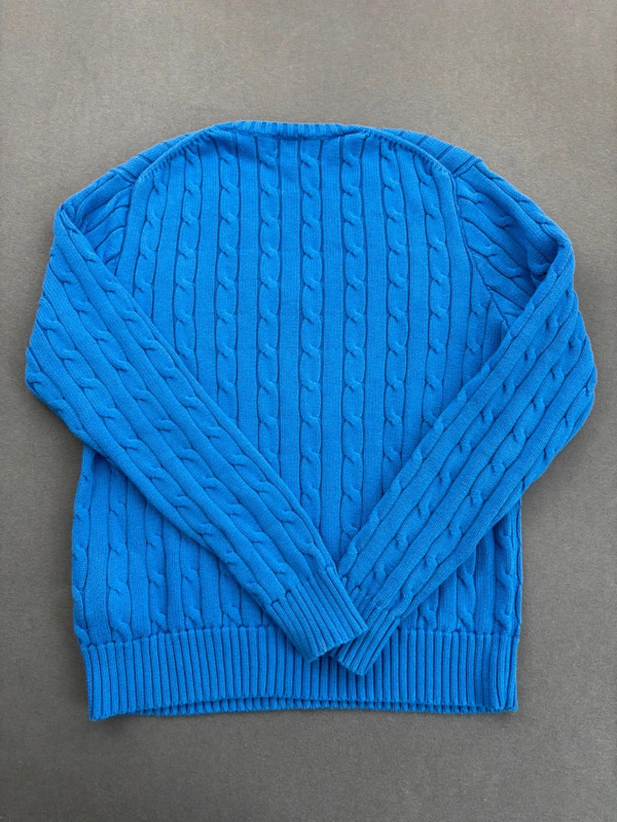Women’s Blue Ralph Lauren Cable Knit V Neck Jumper Size Large image 4