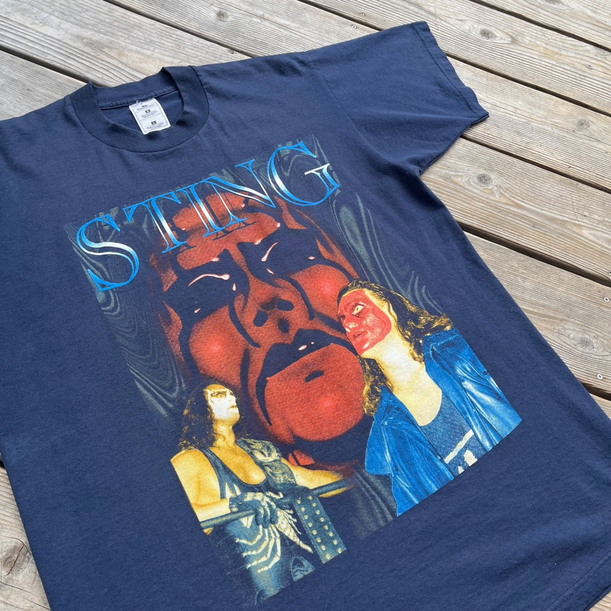 Vintage Sting Wrestling Shirt Sz L Rap Tee WCW NWO Wolfpack RARE