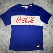 Coca Cola Tommy Hilfiger Shirt Mens XL Blue Graphic Print Tee Colorblock Top