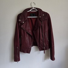  Mackage Red Leather Jacket Moto Xs