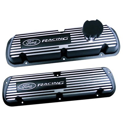 Ford M-6000-J302R, Pair Valve Cover for Ford Racing Logo SB Ford Short Finned