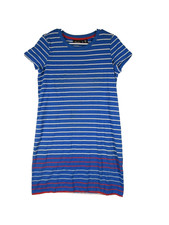 Heyton Womens Striped T-Shirt Dress Short Sleeve Knee Length Size M Blue