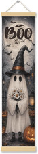 Halloween Door Banner, Boo Ghost Canvas Decor for Front Porch and Entryway