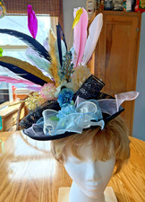 Handmade Black and Multicolored Kentucky Derby Style Fascinator Headband