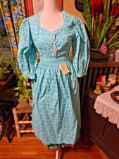 Vintage Original WURZER Dirndl Austria Dress w/ Apron Oktoberfest Aqua Small