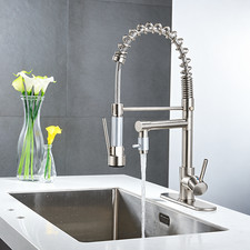 Stainless Steel Kitchen Sink Faucet Single Handle Pull Down Sprayer Swivel Mixer