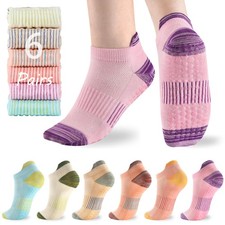 ATBITER Pilates Socks With Grips for Women - 6 Pairs Cute Ankle Non Slip Sock...