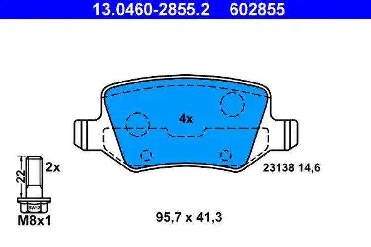 Brake pads 13.0460-2855.2 ATE for MERCEDES-BENZ A-CLASS VANEO