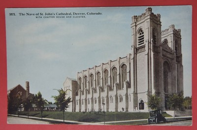 VTG POSTCARD-NAVE OF ST JOHNS CATHEDRAL/CHAPTER HOUSE/CLOISTER-DENVER COLORADO