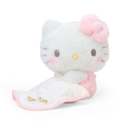 Sanrio Hello Kitty White Fluffy Cloud Nap Plush 7.9'' - Hugging Blanket Back Bow