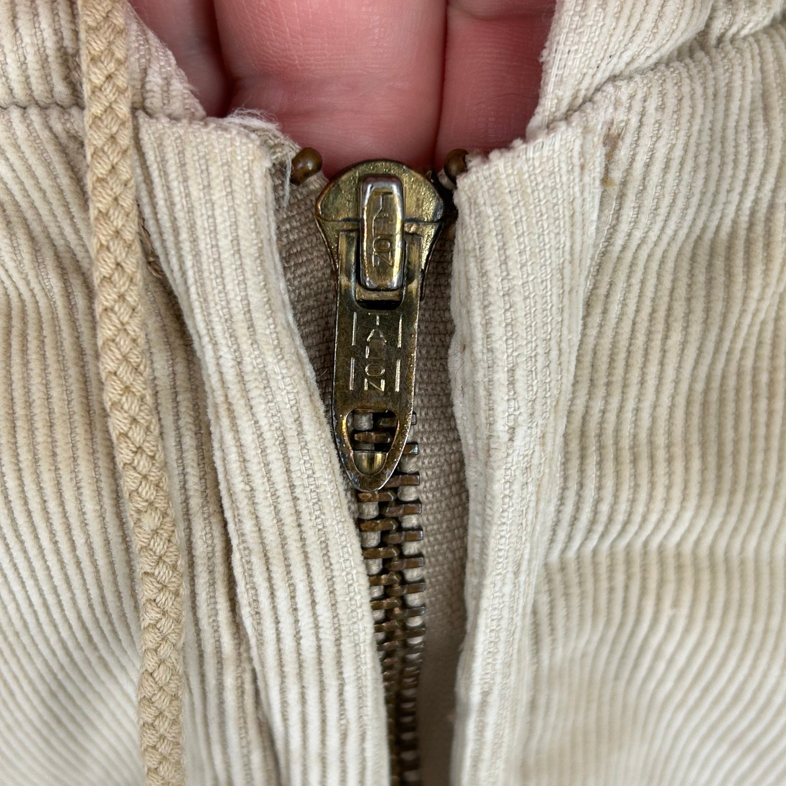 VTG 70s Men's Cream Corduroy OshKosh B'Gosh Quilt Lined Varsity Chore Jacket XL image 3
