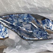 Betsey Johnson shoes White/Blue Floral, Size 7.5 Heels
