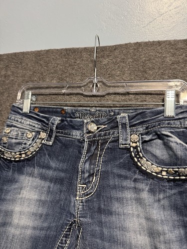 Jeans Miss Me donna taglia 27 (28x29) blu denim relaxed bootcut impreziosito usato in ottime condizioni - Foto 4 di 12