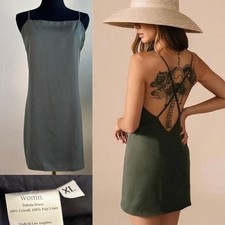 WOMN. Dakota Dress Olive Green Spaghetti Strap Mini Dress XL