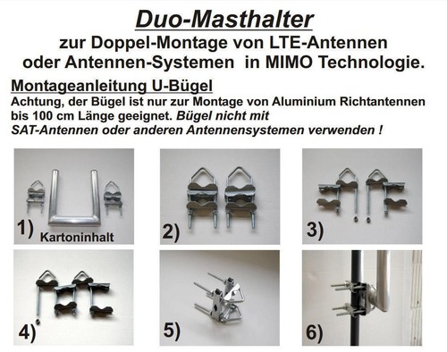 Duo-Halter Aluminium Halter zur parallenen Montage 4G LTE Yagi Richtantennen - Picture 2 of 2