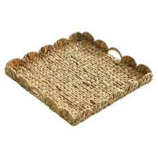 Extra Large Square Ottoman Table 20" x 20" x 2.4" Square-water Hyacinth-wave