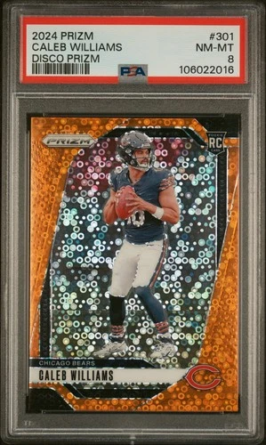 2024 Prizm Rookie Caleb Williams Disco Prizm #301 PSA 8 RC Bears NFL
