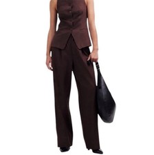Madewell Slouchy Straight Pants Drapey Twill Brown Relaxed Mid Rise Size 8