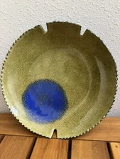 VTG Signed 1960s C Jere Blue Green Enamel Dish Ashtray Bowl Wall Plate 7.5”