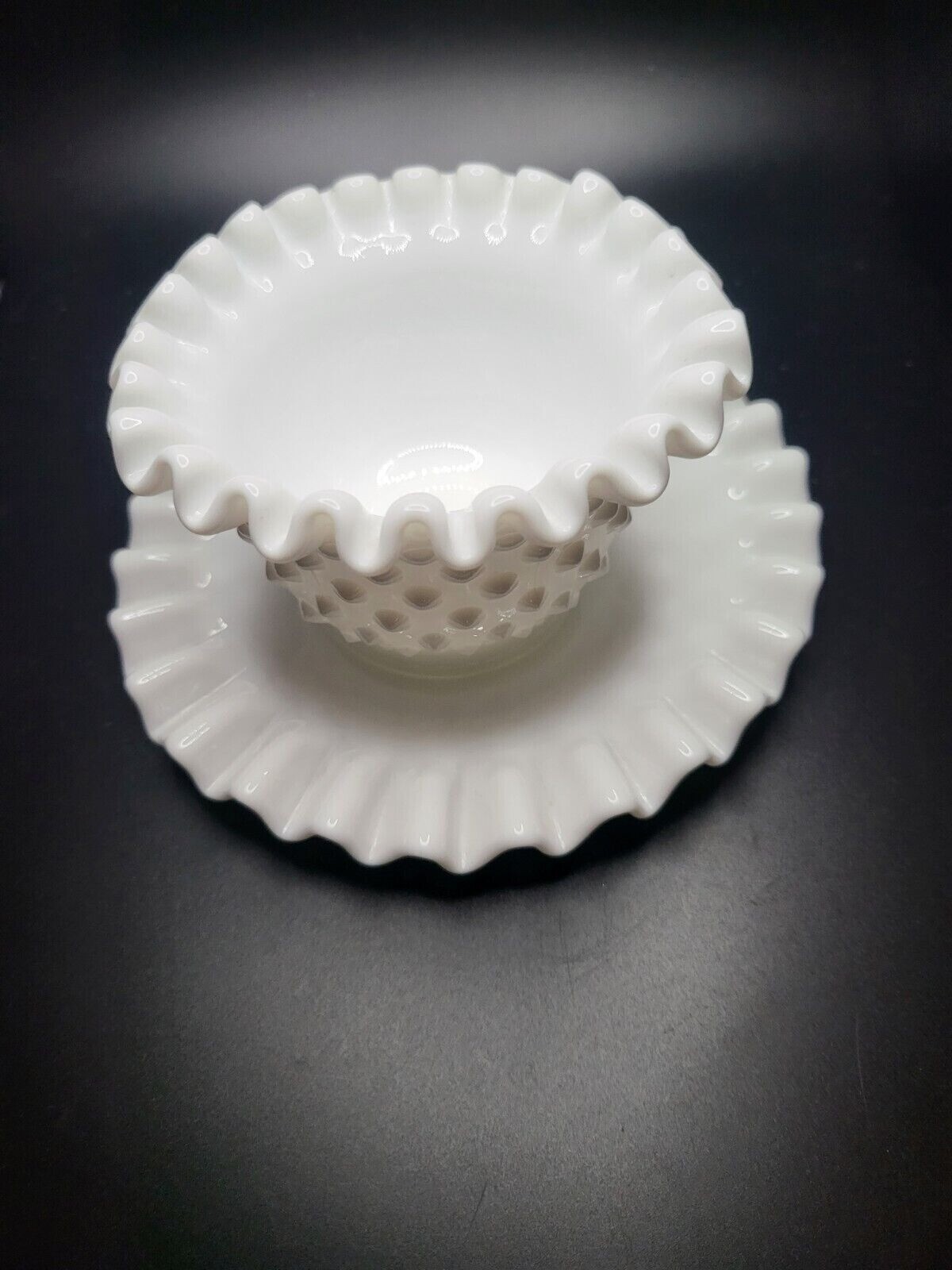 Hobnail Milk Glass Mayonnaise Bowl