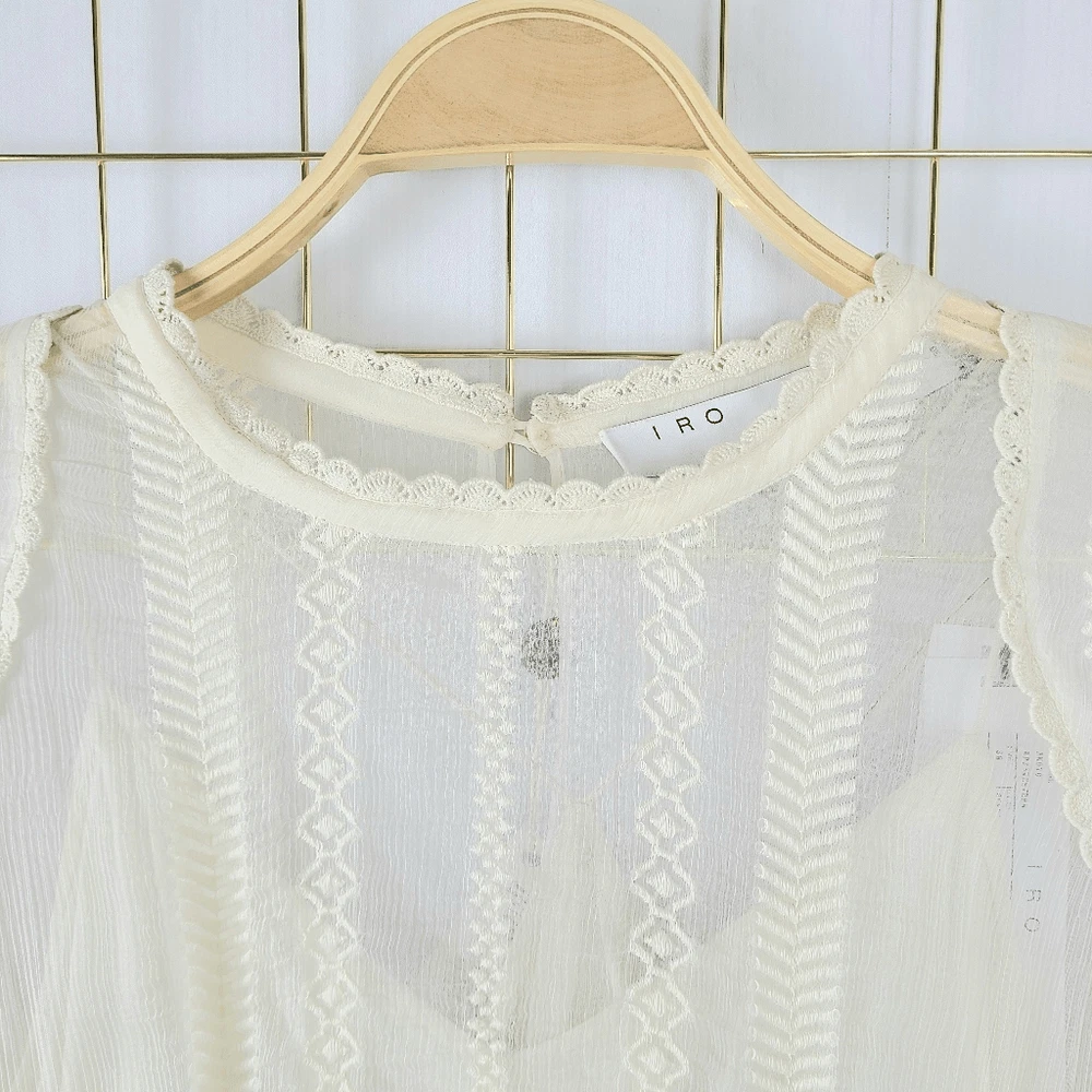 OFF WHITE Abito donna IRO 38 US 6 western bianco avorio trasparente cowgirl costiero nuovo leggi