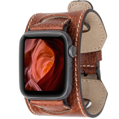 Burkley für Apple Watch Vintage Leder Armband Smartwatch Armband - IWCUFFAFL27