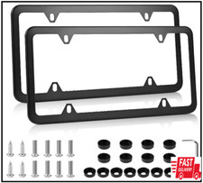 License Plate Frames Black, 2Pcs 4 Holes License Plate Holders, Stainless Steel