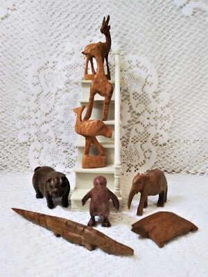 Vintage Hand Carved Wooden Animal Figures ~ Miniatures ~ Sold  display picture 1