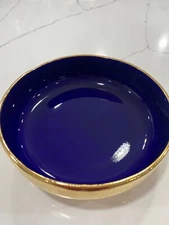 L’OBJET Gold Crackle and Cobalt Blue Centerpiece Bowl Impressive Piece!