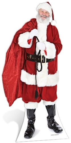 Santa with Sack of Toys Cardboard Cutout Figure 180cm Tall -Xmas Party Fun