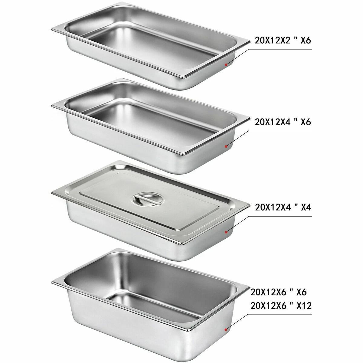 VEVOR Hotel Pan Full Size 6Inch, Steam Table Pan Pack, 22