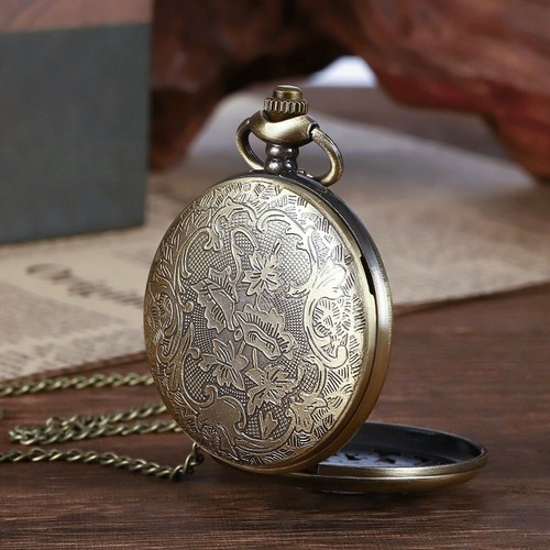 Vintage Pocket Watch Dragon Pattern Quartz Pocket Watch with Chain Analog Watch - Picture 5 of 6