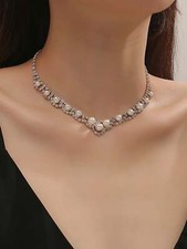 Rhinestone  Pearl Decor Necklace for Women Jewelry for Women Necklace