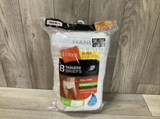 Hanes Men's ComfortSoft White Tagless Briefs 8 Pack Size 3XL/3XG 48-50"