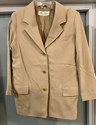 Max Mara MaxMara Casual Women's Blazer Size 8 Cream Beige  Made In Italy Wool