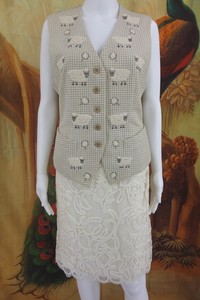 ESCADA-Womens-38-M-SHEEP-IVORY-WOOL-Cashmere-BLEND-Vest-Jacket-SNAKE-PRINT
