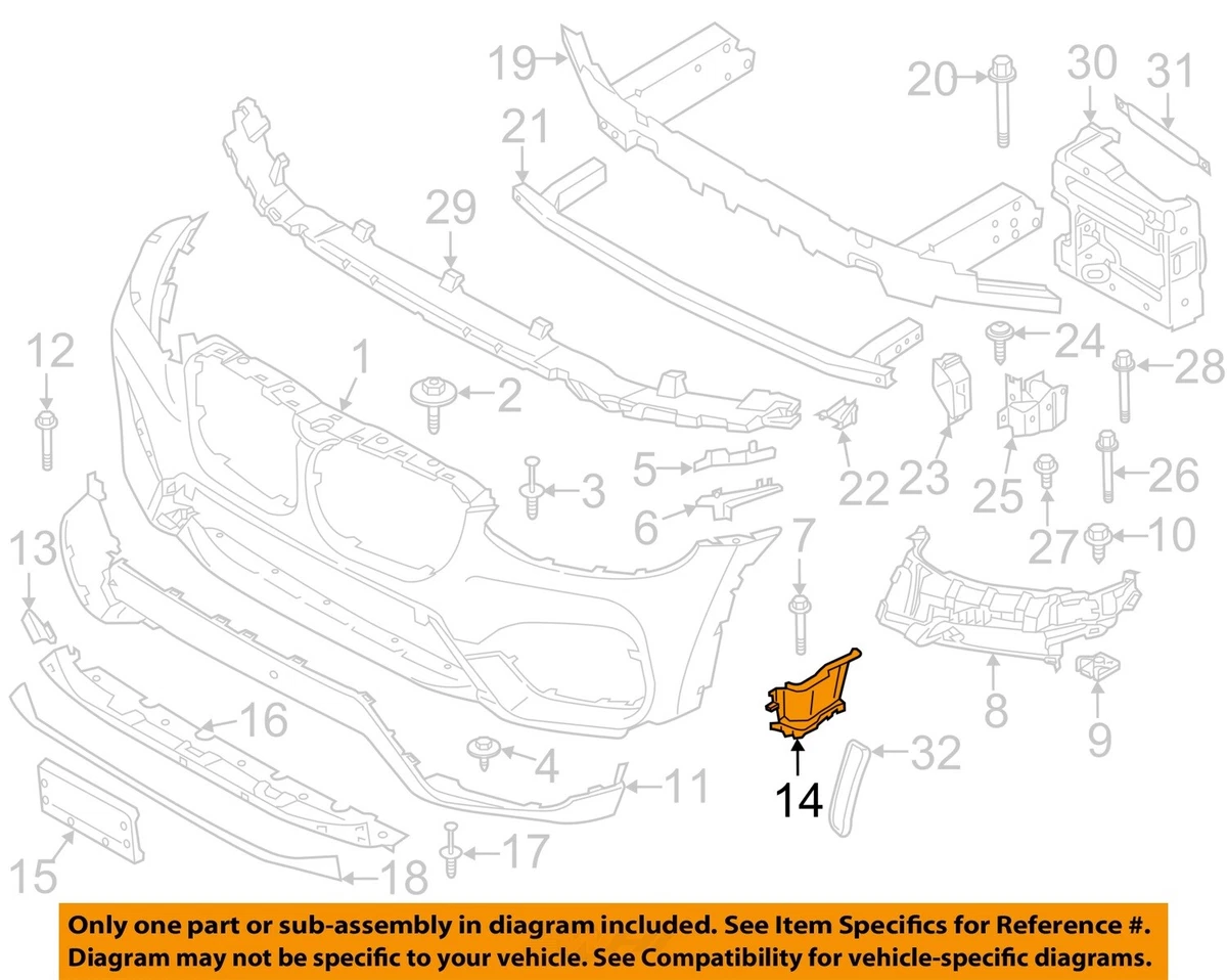 BMW OEM 2018 X3 Front Bumper Grille Grill-Duct Right 51117418414 
