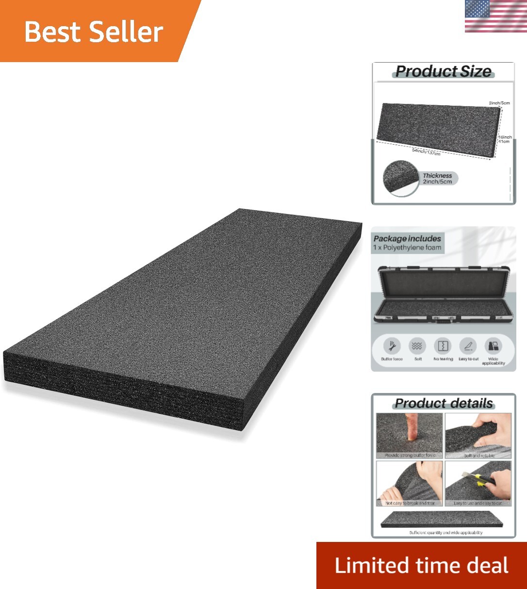 Customizable Polyethylene Foam Gun Case Insert Pad Cushion for Firearm Protection