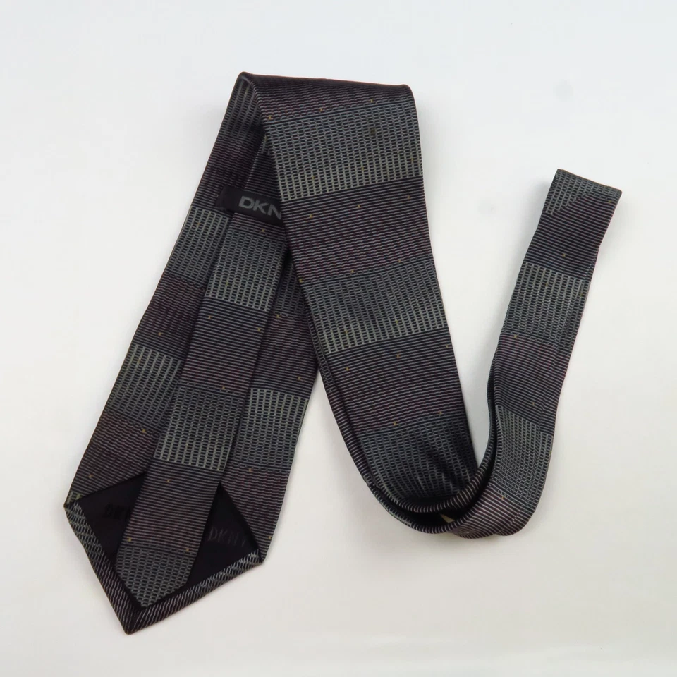 Corbata de cuello horizontal vertical para hombre DKNY gris micro rayas 59x3,75 Foto 4 de 4