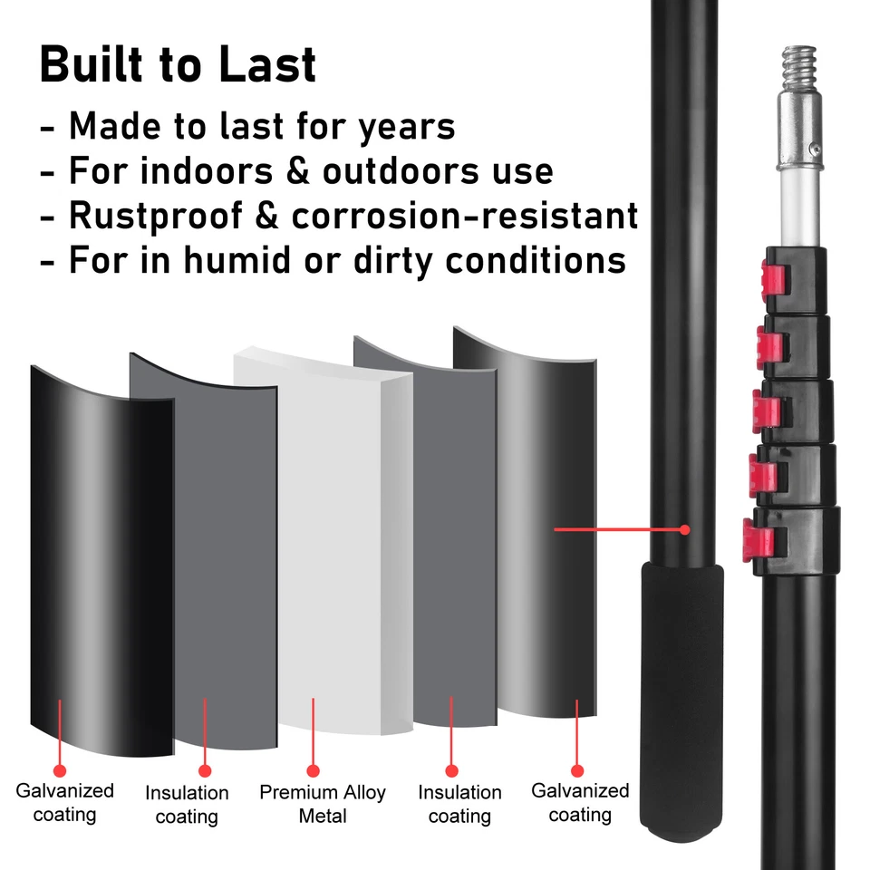 Poste de extensión telescópico multiusos de 5-24 pies para limpieza de polvo de pintura Foto 2 de 4