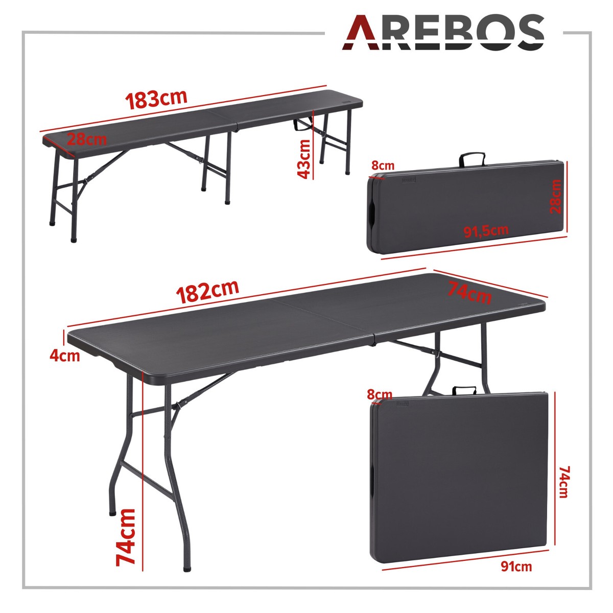 Set de table de tente à bière 3 pièces + 2x banc, résistant