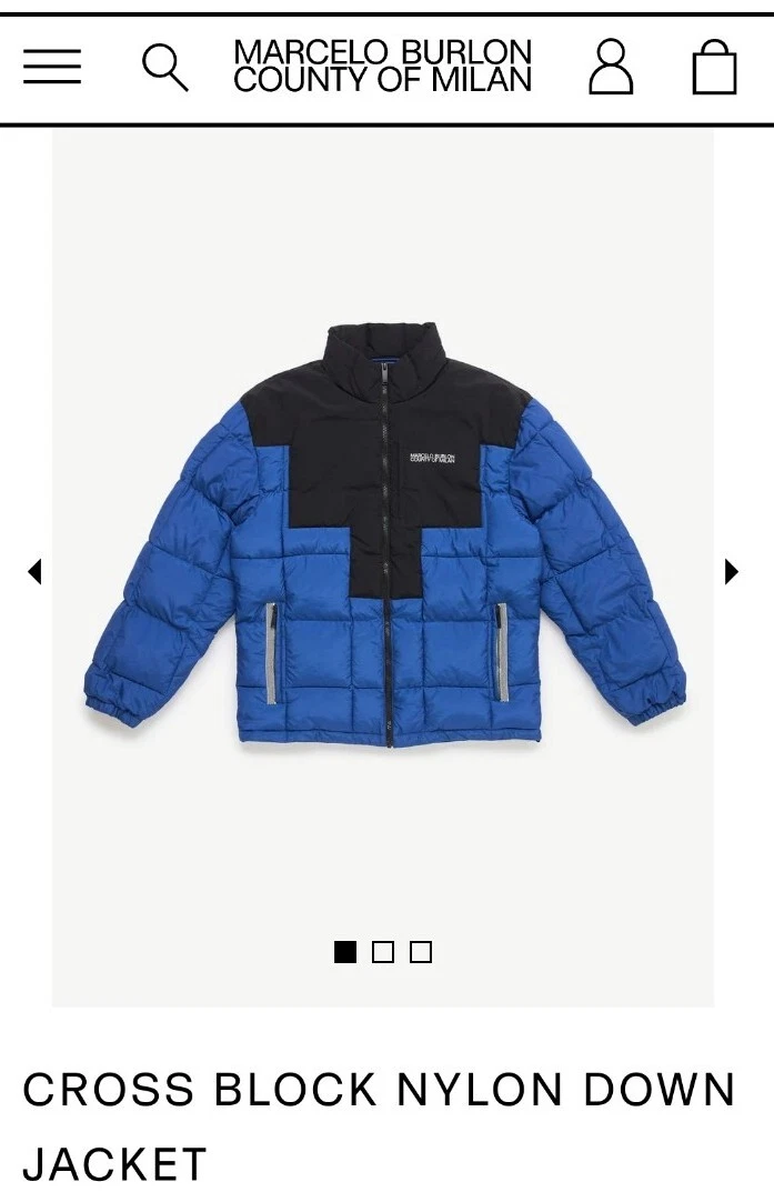 Marcelo Burlon County Of Milan Cross Block Nylon Down Jacket Sz Mens XL image 1