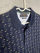 Tommy Hilfiger Golf Polo Size L large collard Navy pattern