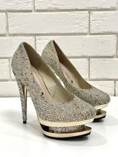 Gianmarco Lorenzi Couture Swarovski Crystals Double Platform Women's 37