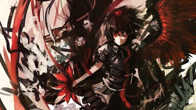 Anime touhou dark shameimaru aya wings girls red eyes Play Gaming Mat Desk