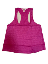 Victoria Secret Satin Tank Top Womens Medium Racerback Sleep Pink Allover Print