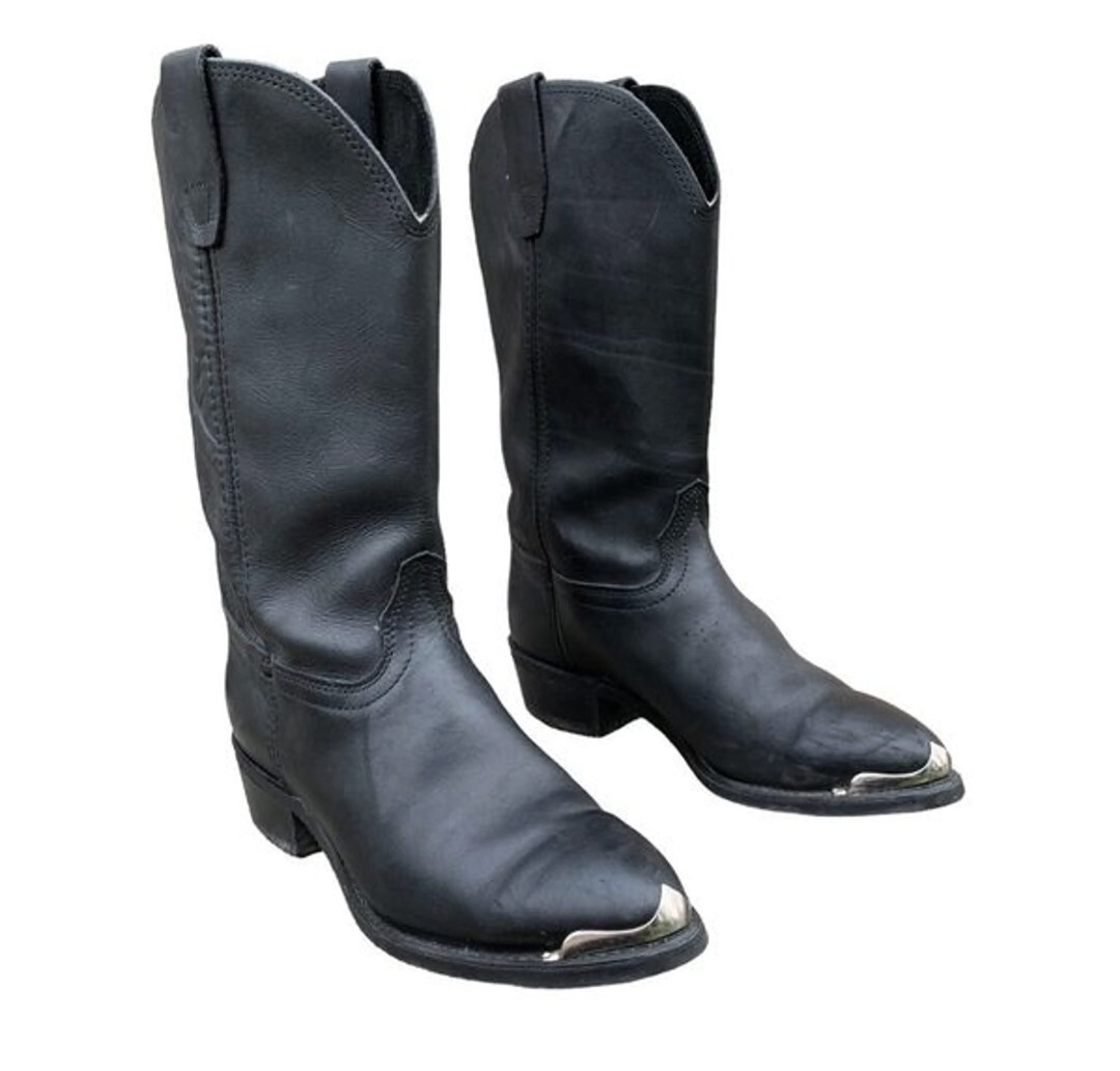 GEORGIA BLACK LEATHER COWBOY WESTERN RIDING BOOTS MENS 9.5 RODEO