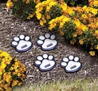 Wireless Set of 4 Solar Dog Paw Print Lights Garden Statue Lantern LED Path NEW