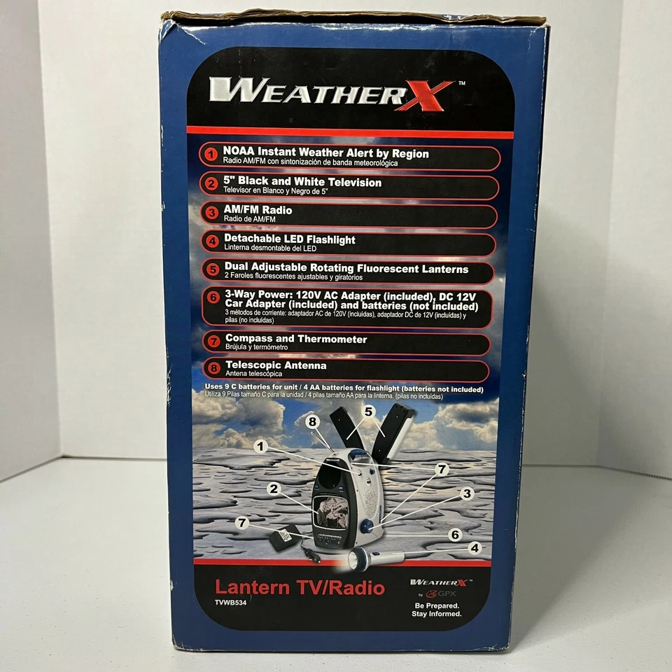 NOAA: WEATHER X - LANTERN  TV / RADIO MODEL TVWB534 W/ INSTANT WEATHER ALERT - Image 2 of 4