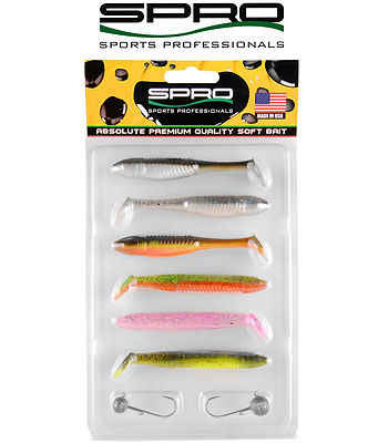 Spro Ready 4 Fish Kit 9cm 6 Gummiköder 2 Jigköpfe 2/0 Kunstköder Gummifisch 